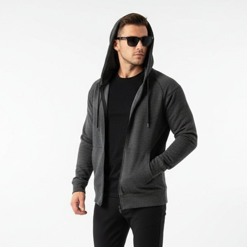 Lululemon Gray & Black Long Sleeve Zip Up Hoody Athletic Jacket M